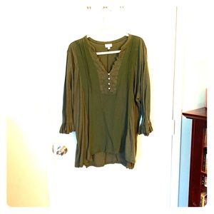 Crochet Trim Bell Sleeve Top